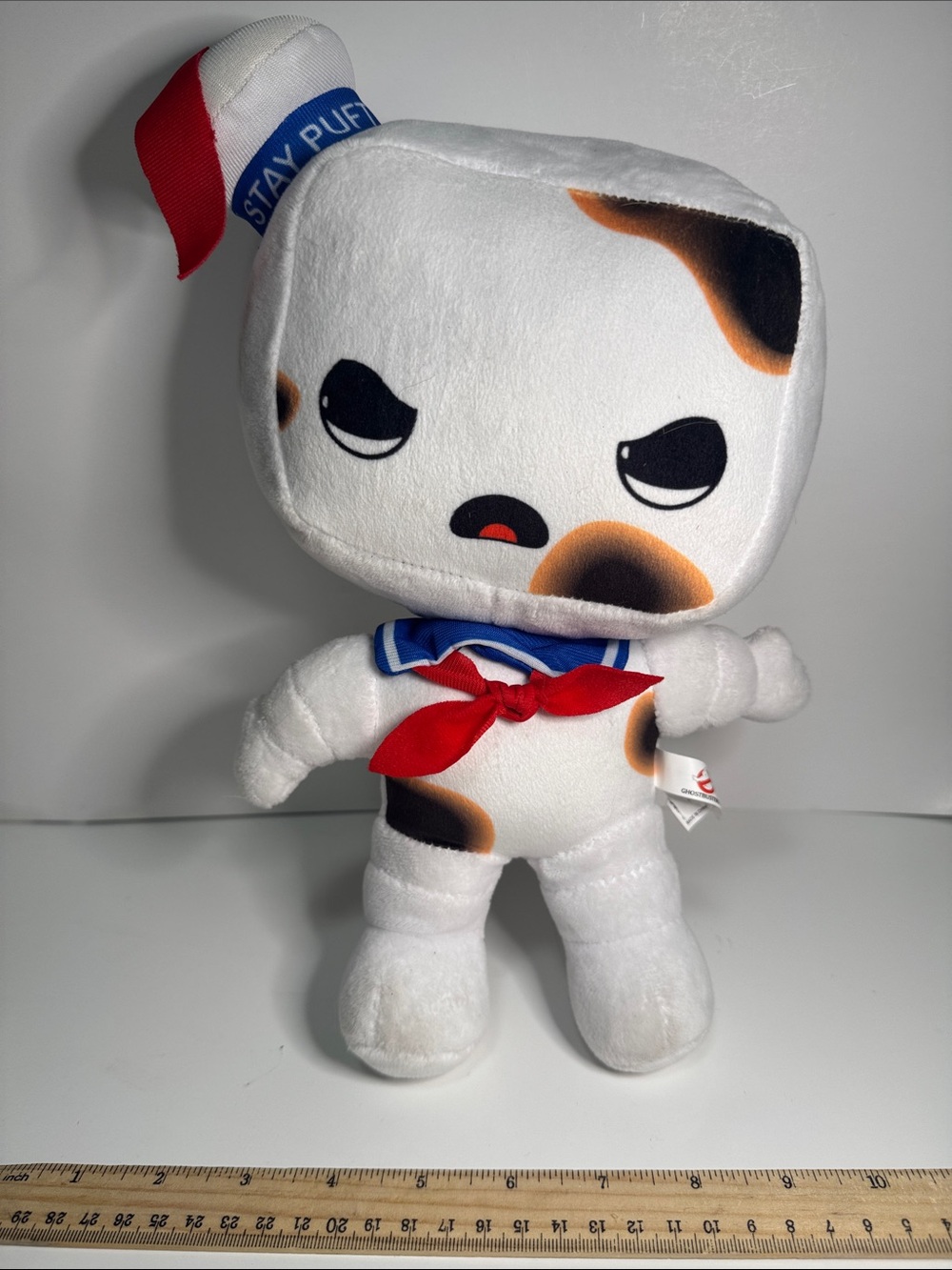 Ghostbusters Stay Puft Marshmallow Plush with burnt spots